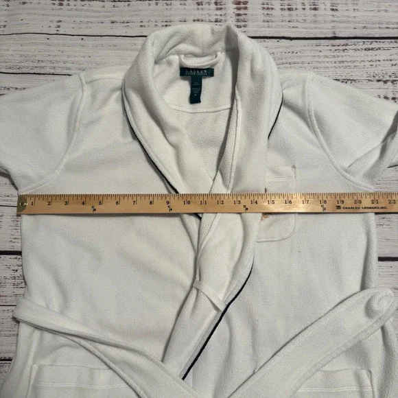 Lauren Ralph Lauren Terry Cloth Robe Short Pockets RLL Logo White Women's Medium - Picture 7 of 12